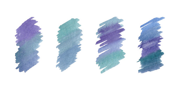 手绘水彩抽象蓝色染色，描边设置图片下载