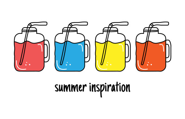 水果夏季冰沙生鸡尾酒套装卡通图片下载