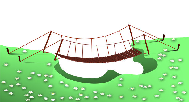 有白花和吊桥的林间空地图片下载