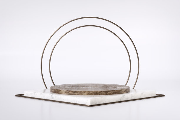 豪华领奖台由棕色和白色大理石装饰钛金属形状。图片下载