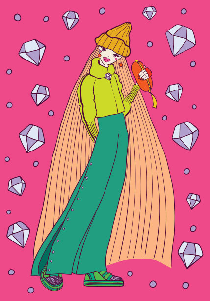 年轻漂亮的女孩穿着时髦图片下载