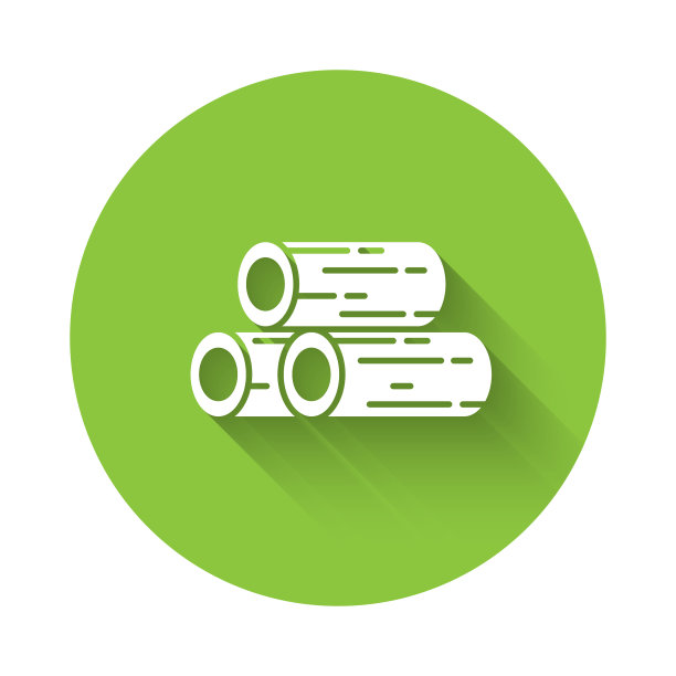 白色原木图标孤立与长影子图片下载