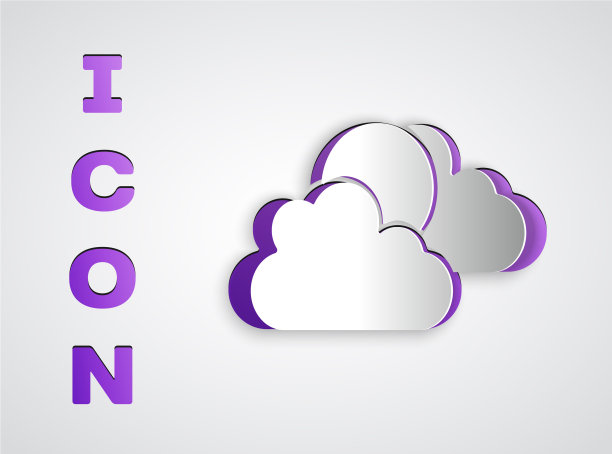 剪纸的太阳和云的天气图标孤立上图片下载