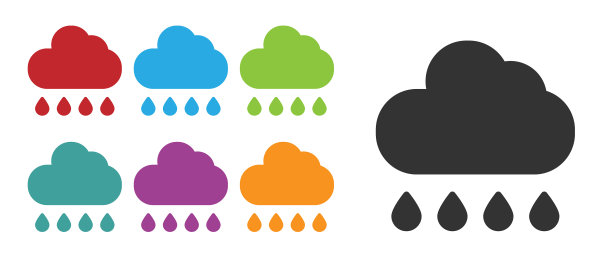 黑色的云与雨的图标孤立在白色图片下载