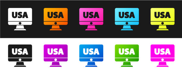 在监视器图标上设置USA USA图片下载