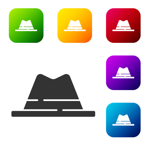 黑色男子帽子与丝带图标孤立在白色图片下载