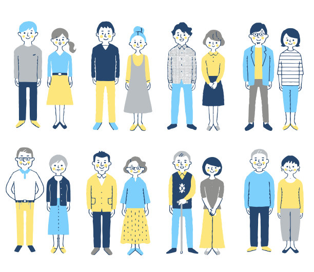 8对情侣微笑着站在那里图片下载