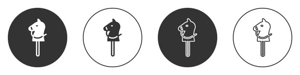 黑色玩具马图标孤立在白色背景上图片下载