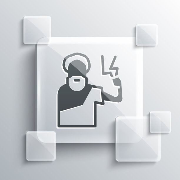 灰色宙斯图标孤立在灰色背景希腊图片下载