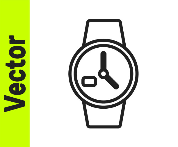 黑线腕表图标孤立在白色上图片下载