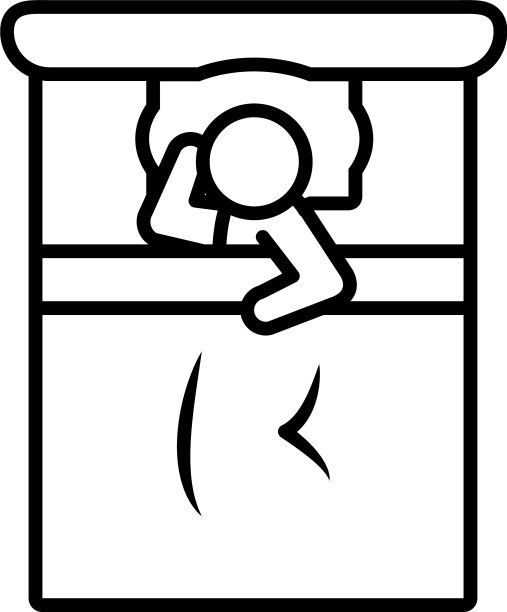 俯视图男人睡在床上图标线风格图片下载