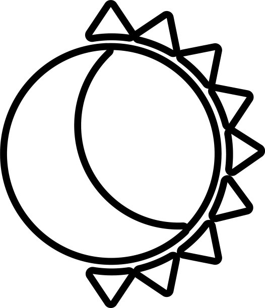 太阳与半月图标线条风格图片下载