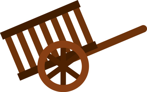 木轮手推车图标扁平化风格图片下载