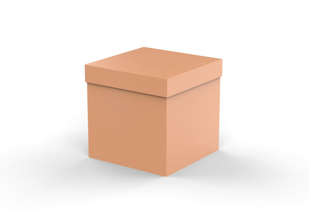 棕色方纸板包装盒模型，牛皮纸纸盒模型模板上孤立的白色背景，3d插图图片下载