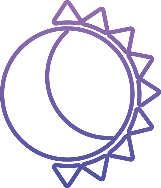 太阳与半月图标渐变风格图片下载