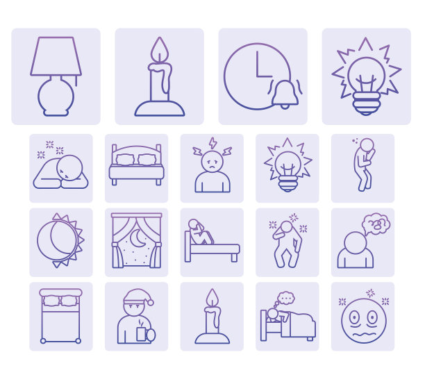 夜灯和失眠图标设置渐变样式图片下载