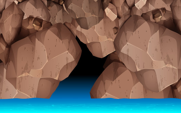 海洋中的景观岩洞图片下载