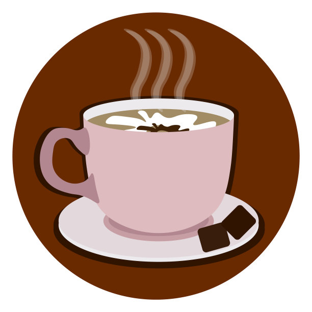 标志热杯可可咖啡与牛奶饮料图片下载