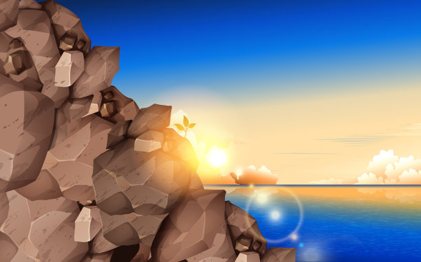 风景岩山在海滩在摩图片下载