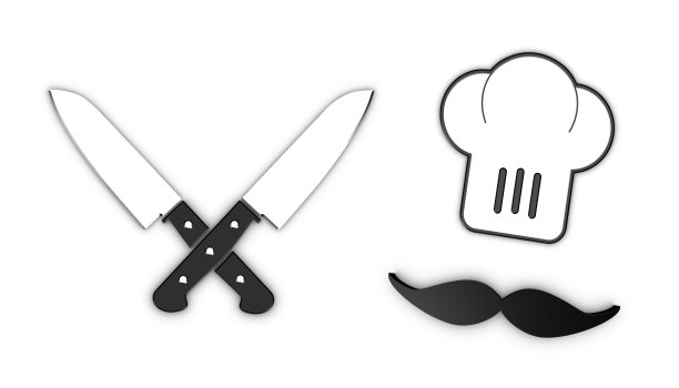 厨师厨师概念符号- 3D刀插图-孤立在白色背景图片下载