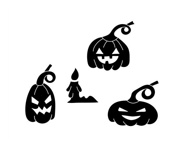 涂鸦万圣节集图标孤立在白色图片下载