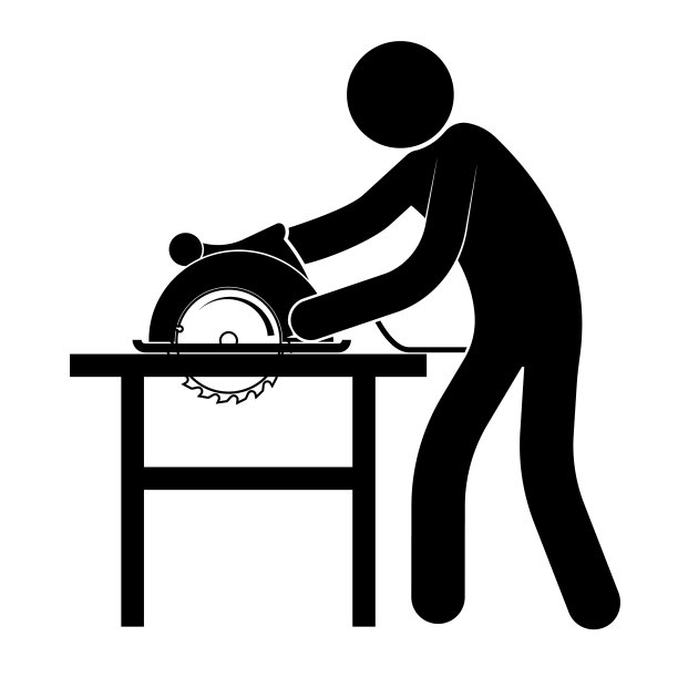 简笔人偶在木工车间工作图片下载