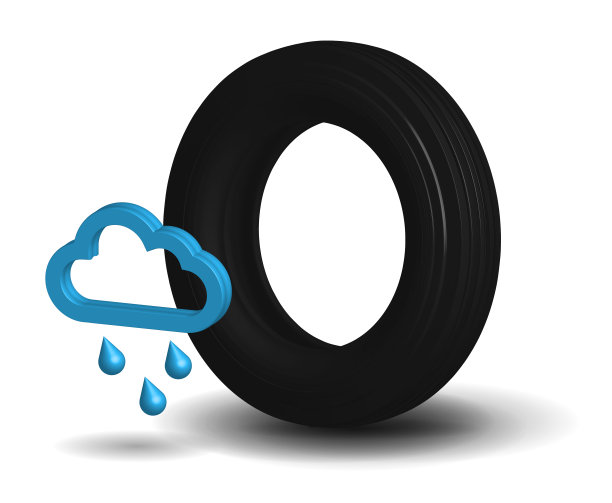 湿车轮胎在逼真的3d表现上图片下载