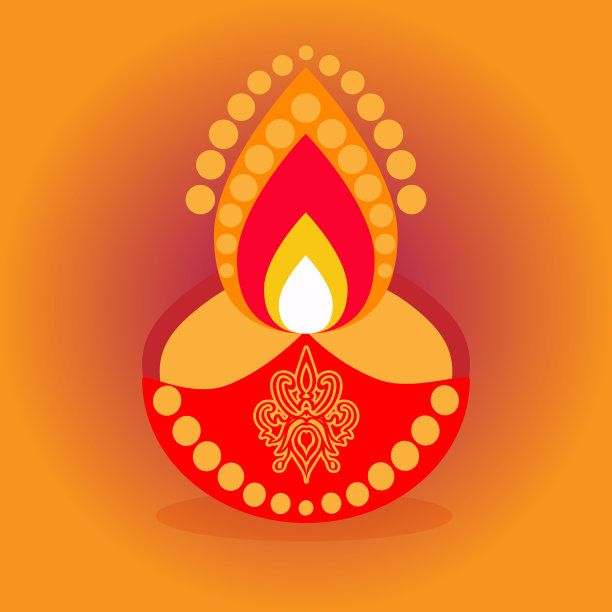排灯节蜡烛平边设计印度图标图片下载