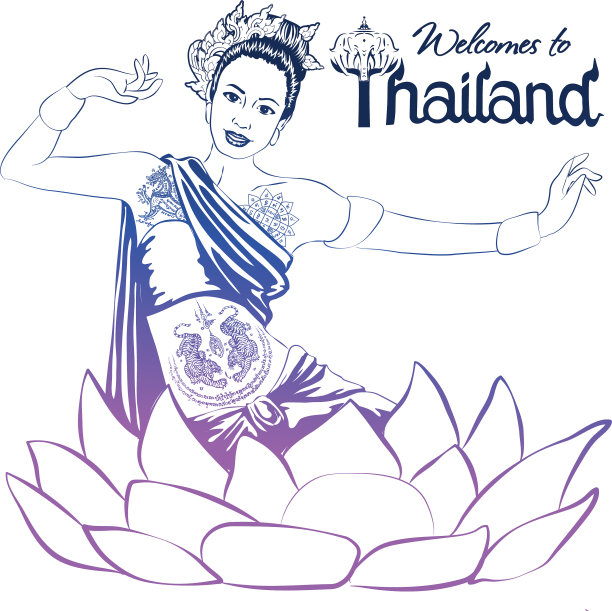 泰国女孩用传统泰国语欢迎你图片下载