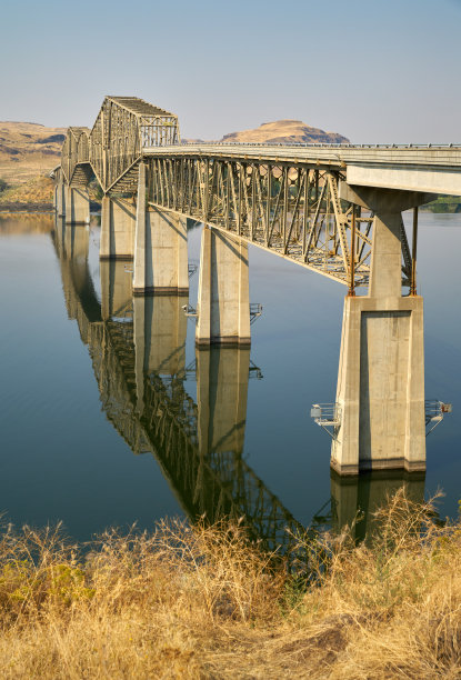 里昂渡口桥蛇河华盛顿州垂直图片下载