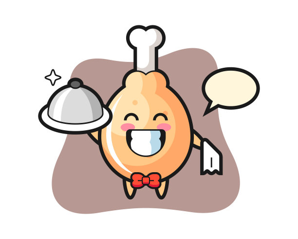 角色吉祥物炸鸡当服务员图片下载