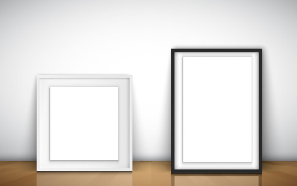 画框挂在白墙上的木墙上图片下载