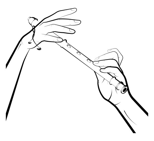 男人的手在演奏木管长笛图片下载