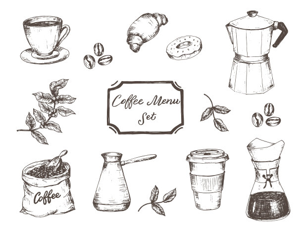 咖啡菜单套餐餐厅或咖啡馆菜单复古图片下载