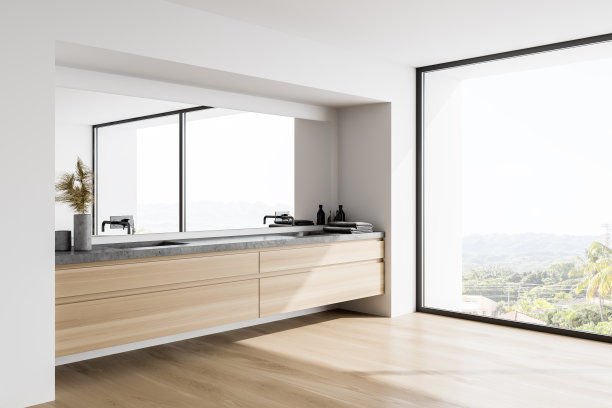 白色浴室角落与水槽图片下载