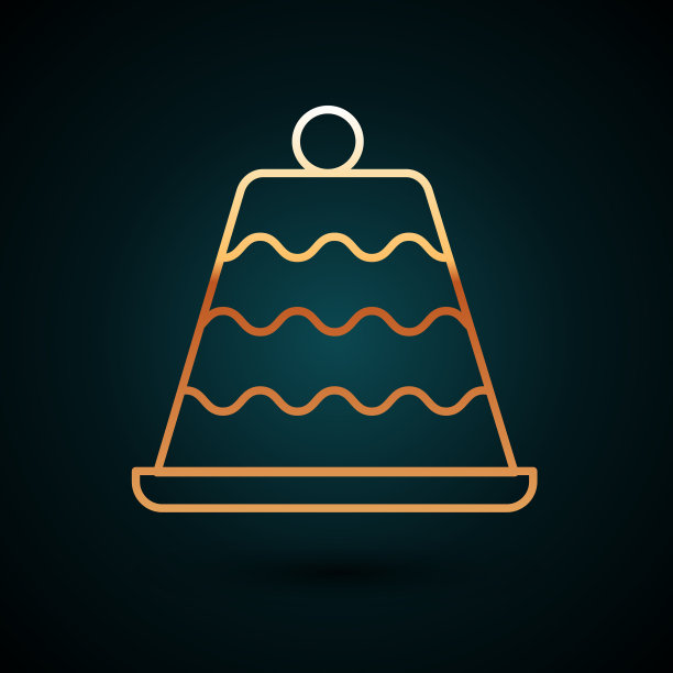 金线蛋糕图标孤立在深蓝色图片下载