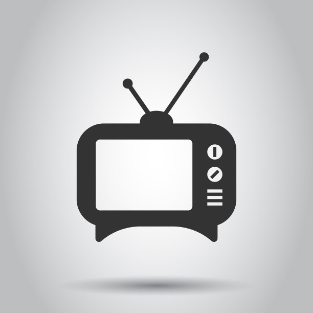 电视图标在平面风格的电视标志上的白色图片下载