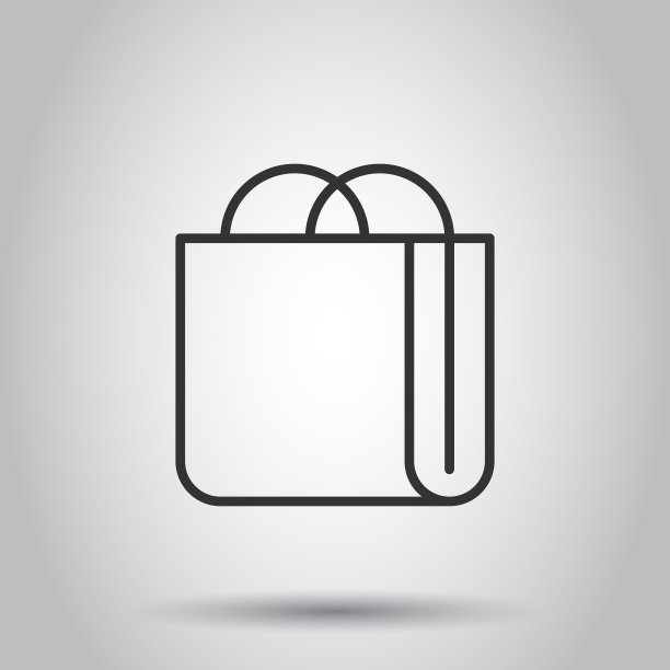 购物袋图标在平底风格手袋上签字图片下载