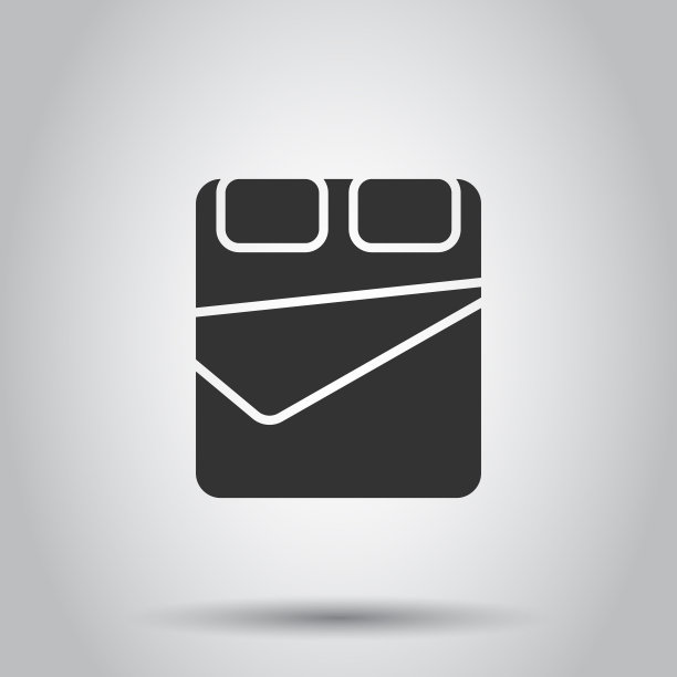 床图标在平面风格的卧室标志上的白色图片下载