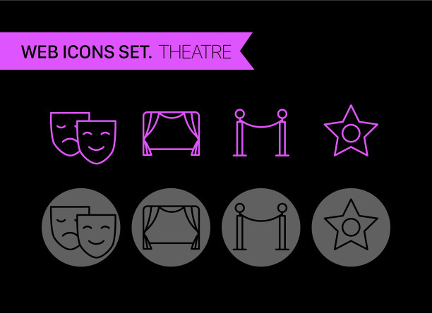 剧场细线图标集图片下载