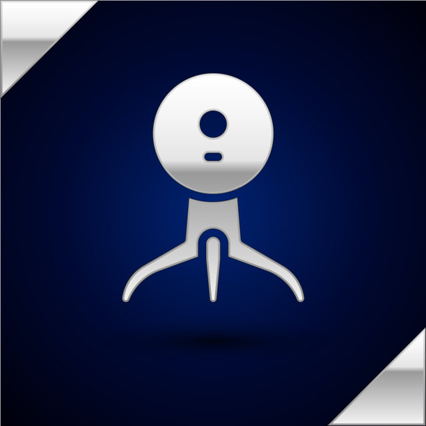 银色网络摄像头图标孤立在深蓝色图片下载