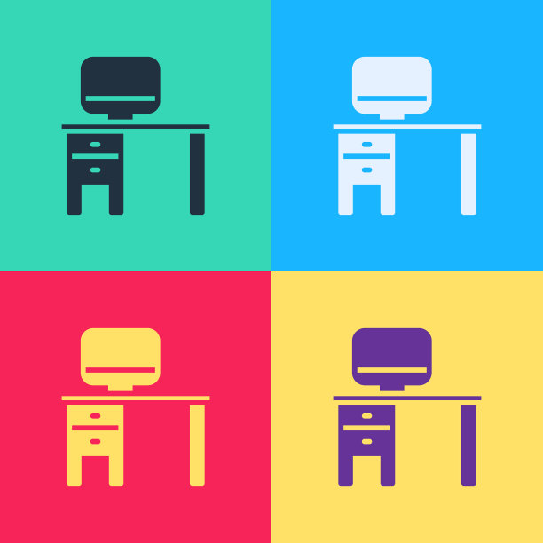 波普艺术电脑显示器和桌面图标隔离开图片下载