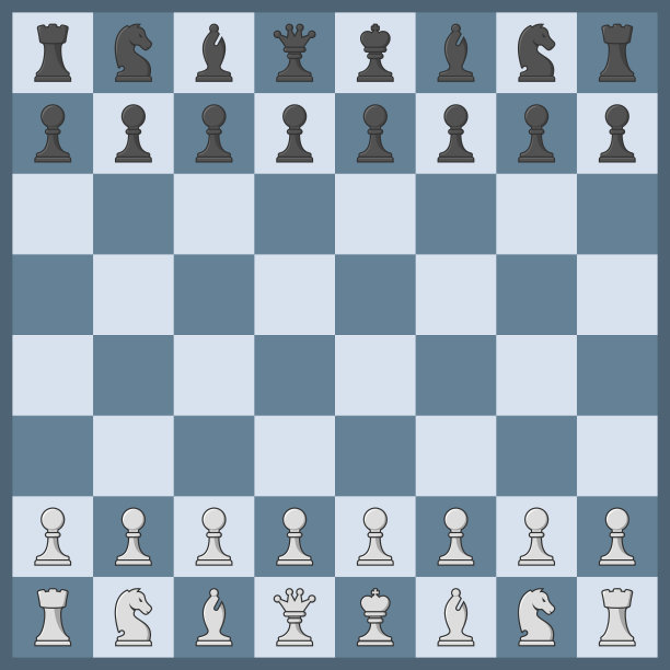 蓝棋盘上的黑白棋子。游戏的平面矢量资产。图片下载