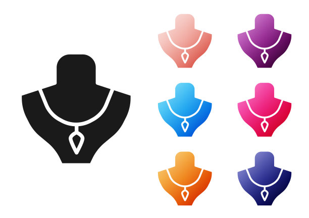 黑色项链上的人体模型图标孤立在白色图片下载