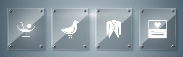 套装贺卡鸽子和鸡尾酒广场图片下载