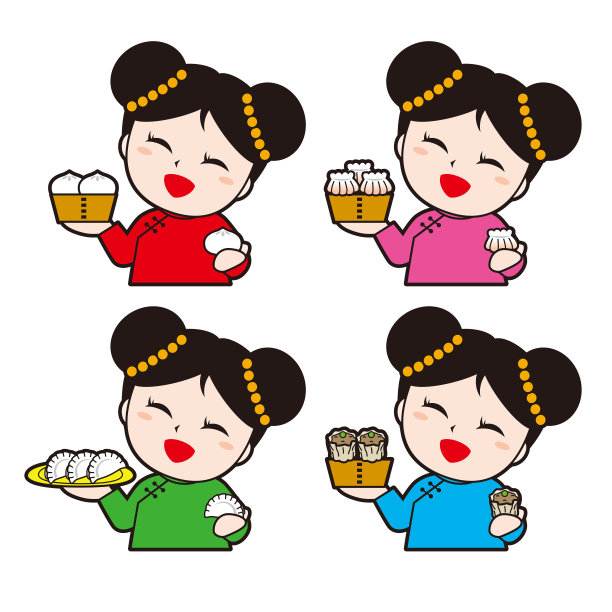 可爱的中国娃娃。中国餐馆的女服务员。图片下载