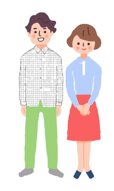 年轻夫妇微笑着站在那里图片下载