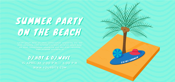 夏日沙滩上的椰子树模型图片下载