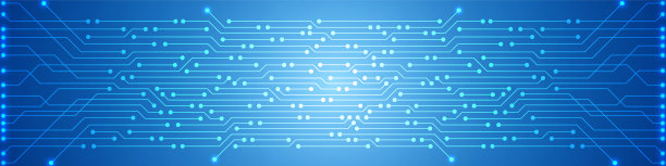 数字技术背景，蓝色电路板图案，微芯片，电力线图片下载