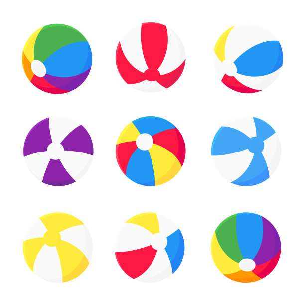 充气沙滩球设置平风格设计图片下载